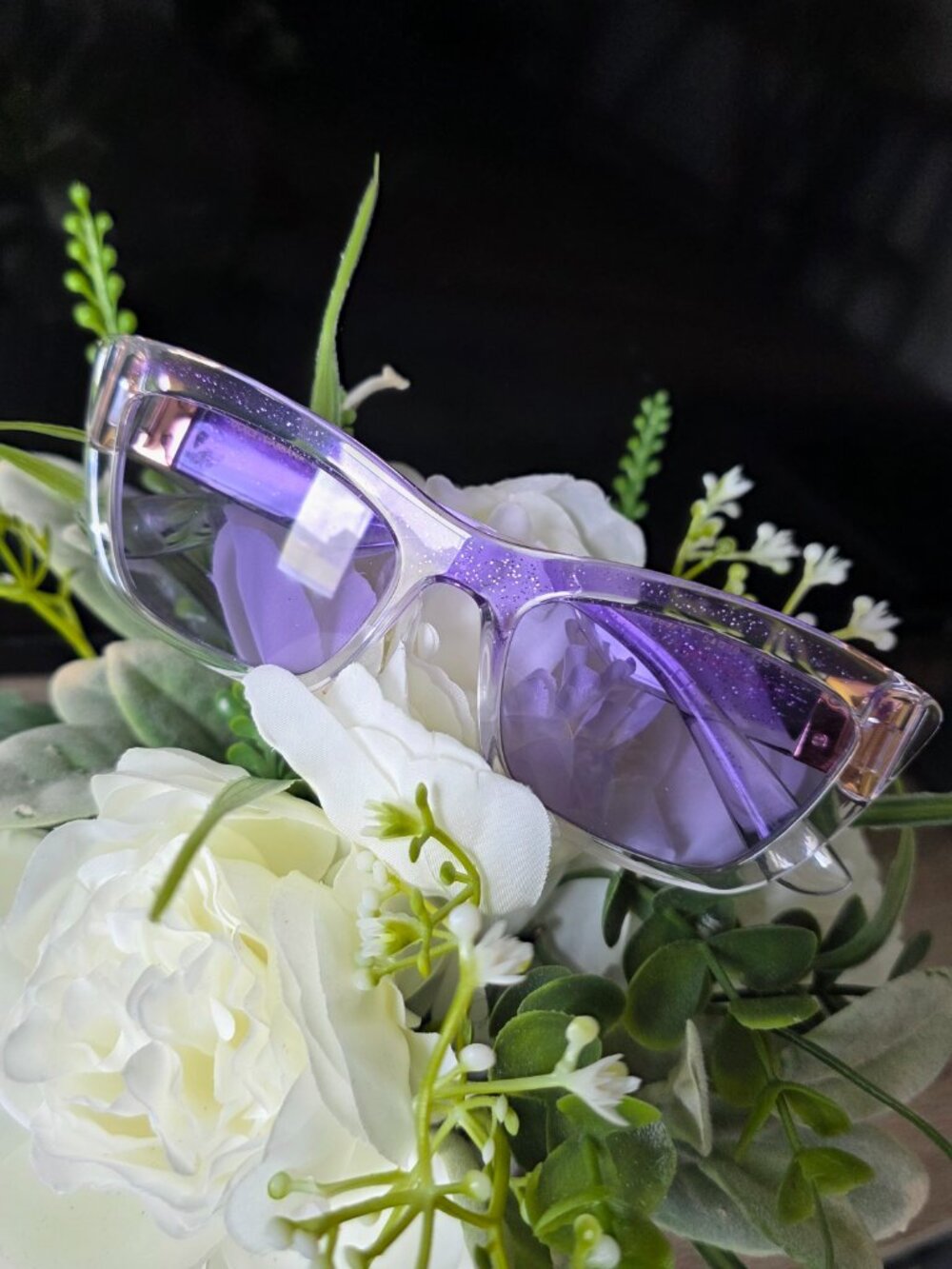 Dolce & Gabbana DG6171 Purple Glitter Cat Eye Sunglasses 3353/1A New
